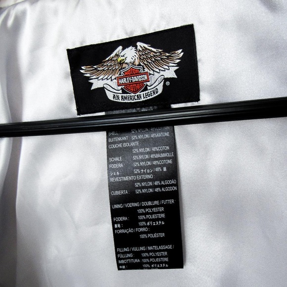 RARE VINTAGE Harley Davidson Quilted Jacket in White Ribbon Corset Detail Y2K-L - Picture 5 of 8